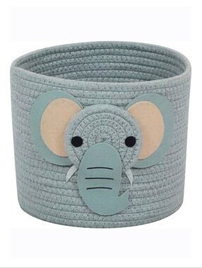 T&T Homewares Small Cotton Rope Basket with Safari Theme Design, Elephant